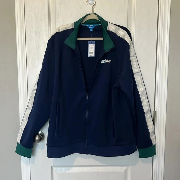 NWT Prince Men’s Pickleball Front Full Zip Warm-up Jacket Size XXL Navy White - Picture 3 of 8